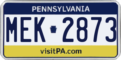 PA license plate MEK2873