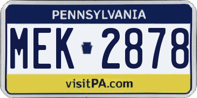 PA license plate MEK2878