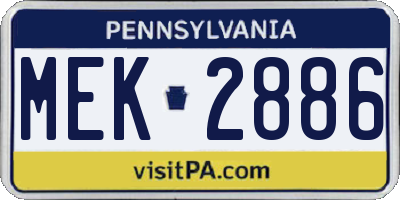 PA license plate MEK2886