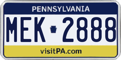 PA license plate MEK2888