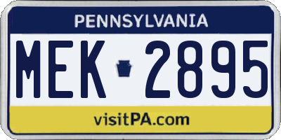 PA license plate MEK2895