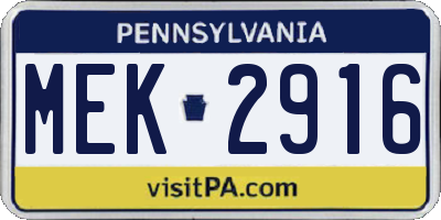 PA license plate MEK2916