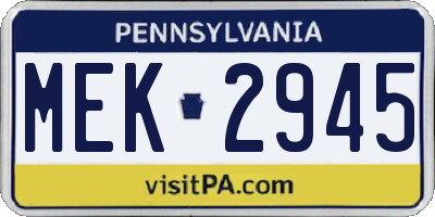 PA license plate MEK2945