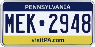 PA license plate MEK2948