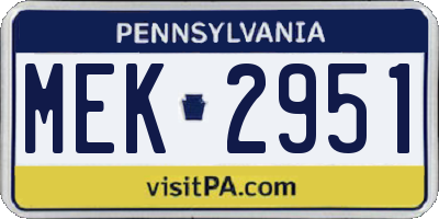 PA license plate MEK2951