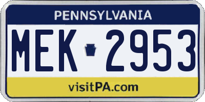 PA license plate MEK2953
