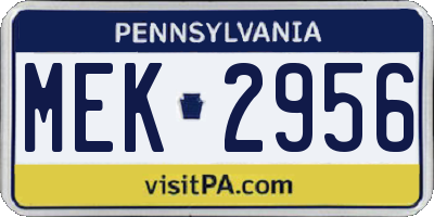 PA license plate MEK2956