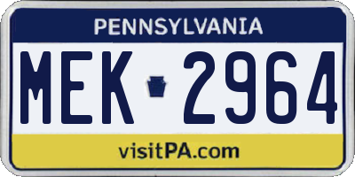 PA license plate MEK2964