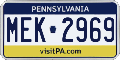 PA license plate MEK2969