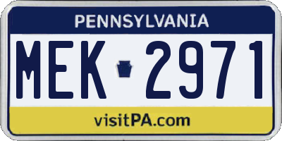 PA license plate MEK2971