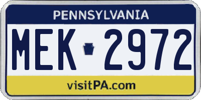 PA license plate MEK2972