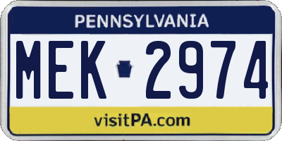 PA license plate MEK2974