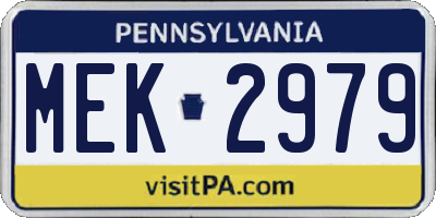 PA license plate MEK2979