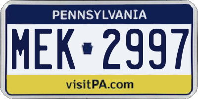 PA license plate MEK2997