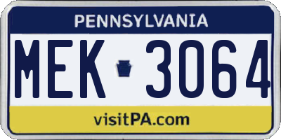 PA license plate MEK3064