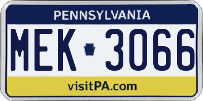 PA license plate MEK3066