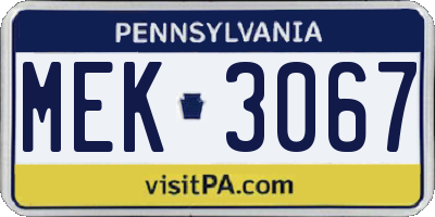 PA license plate MEK3067