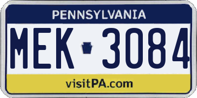 PA license plate MEK3084
