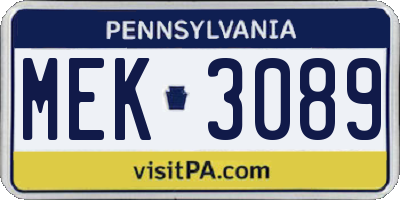 PA license plate MEK3089