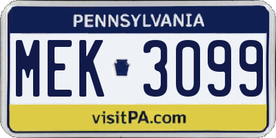 PA license plate MEK3099