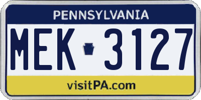 PA license plate MEK3127
