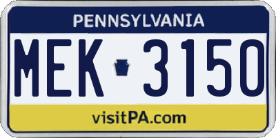 PA license plate MEK3150