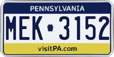 PA license plate MEK3152