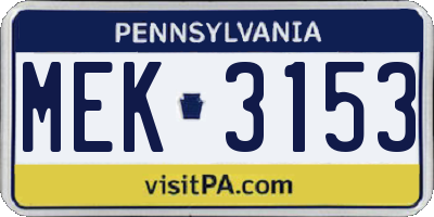 PA license plate MEK3153