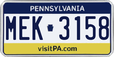 PA license plate MEK3158