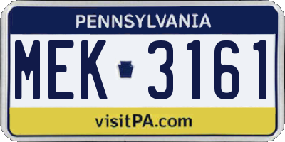 PA license plate MEK3161