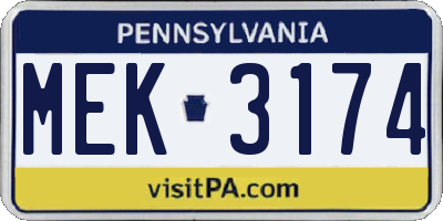 PA license plate MEK3174