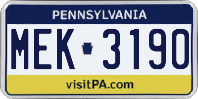 PA license plate MEK3190