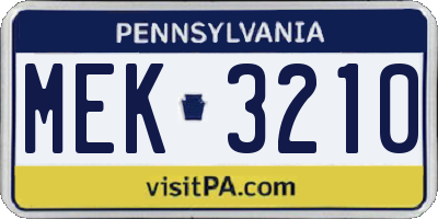 PA license plate MEK3210