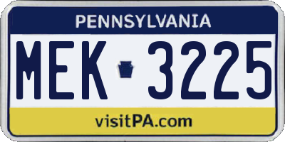 PA license plate MEK3225