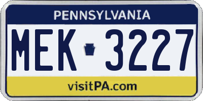 PA license plate MEK3227
