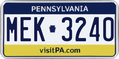 PA license plate MEK3240