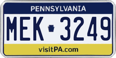 PA license plate MEK3249