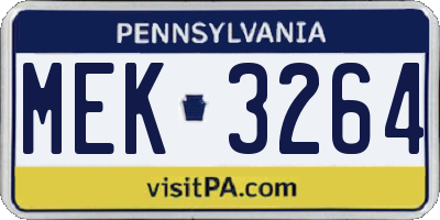 PA license plate MEK3264