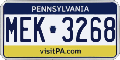 PA license plate MEK3268
