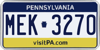 PA license plate MEK3270
