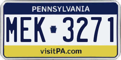PA license plate MEK3271