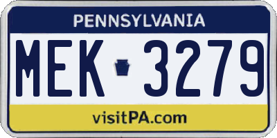 PA license plate MEK3279