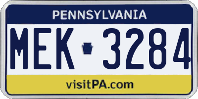 PA license plate MEK3284