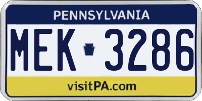 PA license plate MEK3286