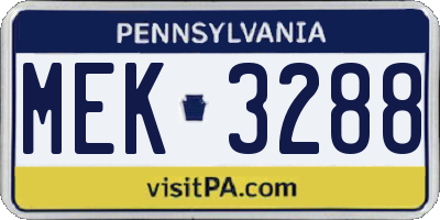 PA license plate MEK3288