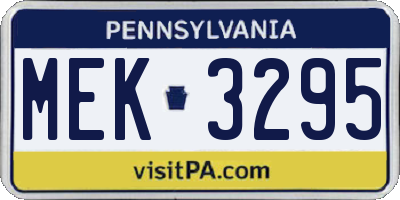 PA license plate MEK3295