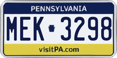 PA license plate MEK3298