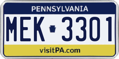 PA license plate MEK3301