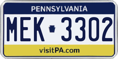 PA license plate MEK3302