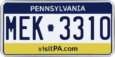 PA license plate MEK3310